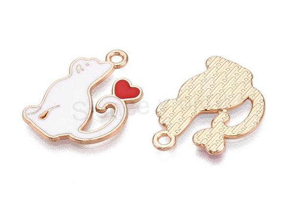 Přívěsek kočička, kočka se srdcovým šarmem 21 x 15 mm (AA113)