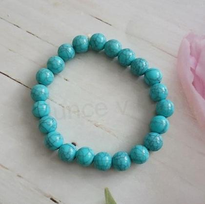 Korálkový tyrkysový náramek, korálky 8 mm (BC706)