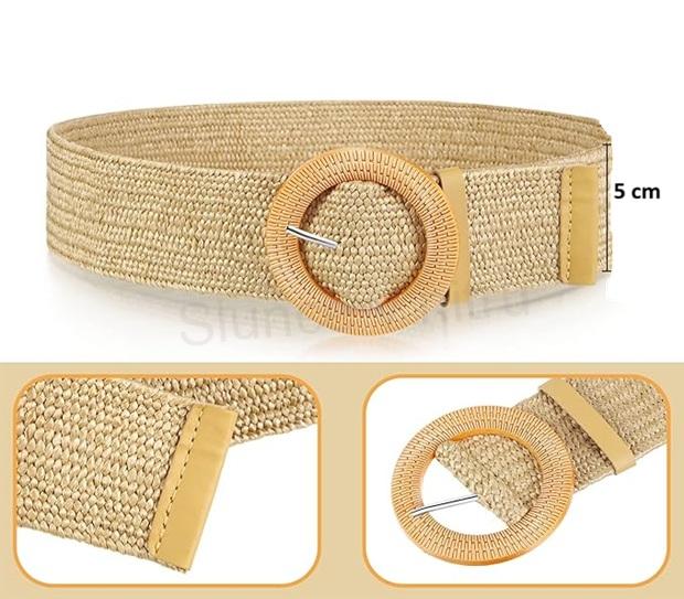 Pletený boho pásek – hnědý, elastický, SATINIOR (K690)