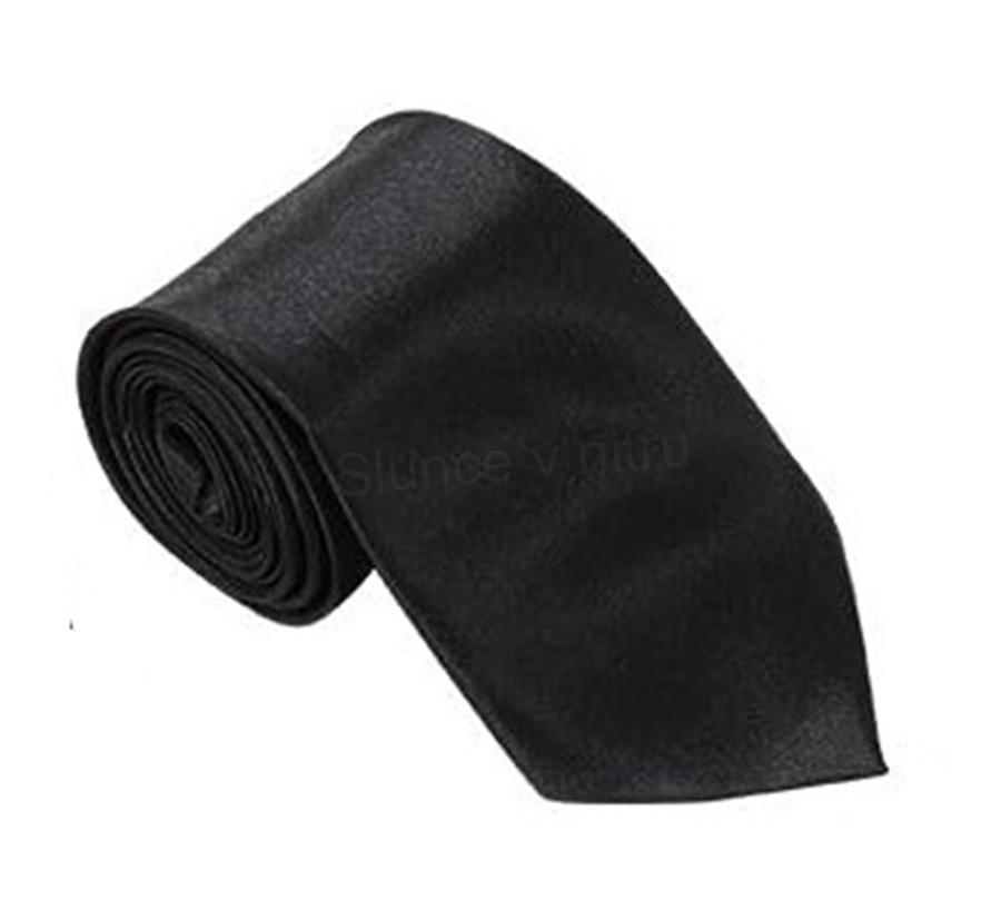 Pánská klasická černá kravata – šířka 9 cm (K730)