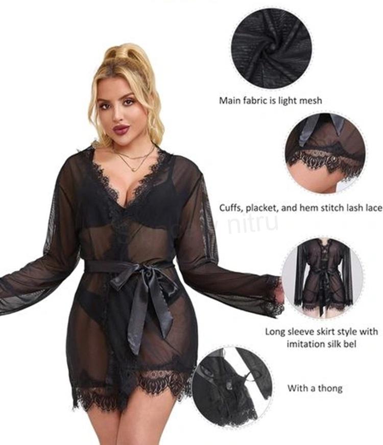 Dámské kimono – sexy síťovaný župan velikost 3XL/4XL (K740)