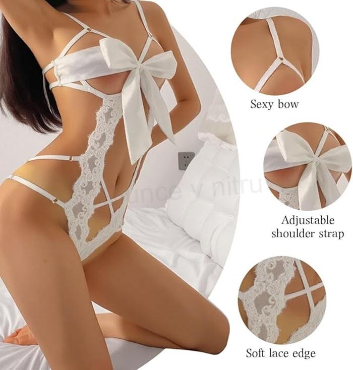 Dámské krajkové body Babydoll Teddy – bílé (K756)