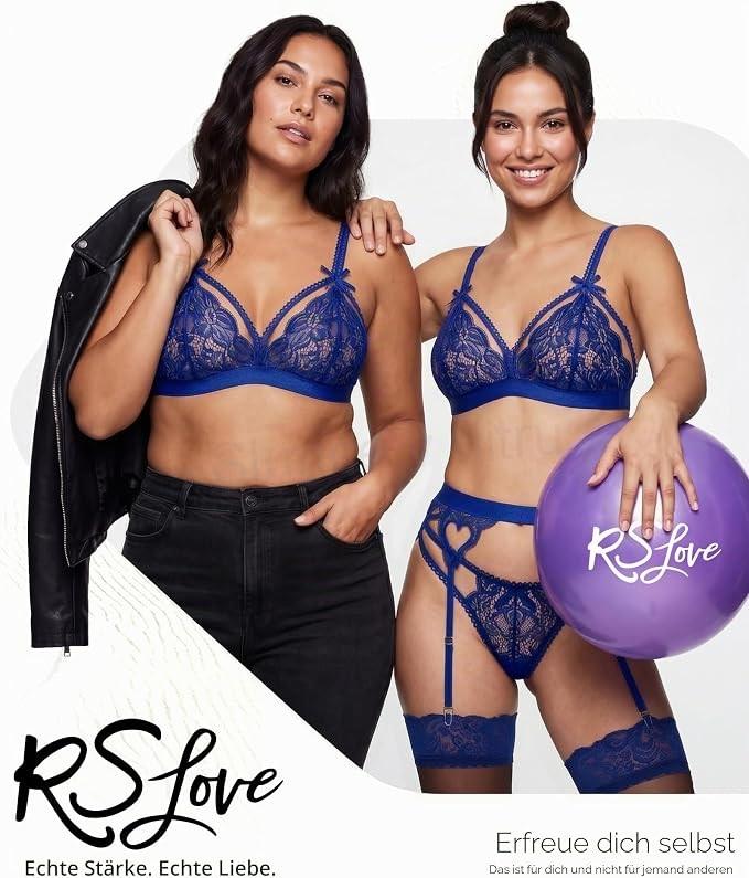 RSLOVE krajková Teddy sada – modrá, velikost M (K763)