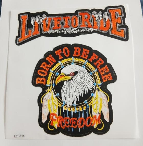 Moto vinylová nášivka Live to Ride Freedom - 27 x 25 cm (C928)