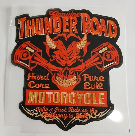Moto vinylová nášivka Thunder Road Motorcycle - 24 × 23 cm (C929)