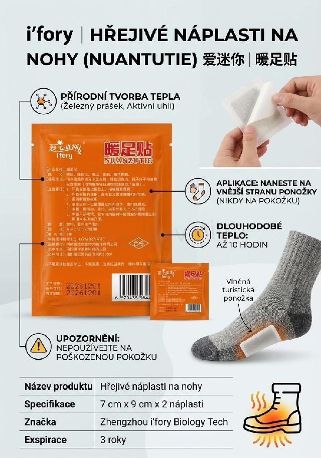 Hřejivé náplasti na nohy 2 ks (F102)