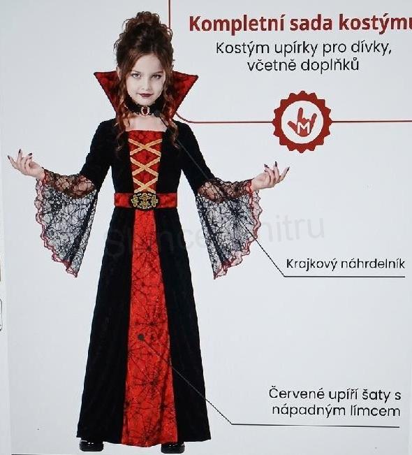 Dětský Halloween kostým Upírka s pavučinovými rukávy Velikost M (7–9 let) (W309)