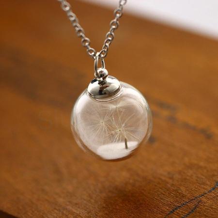Náhrdelník, přívěšek zařicí kulička - handame pampeliškové přání (BD82)