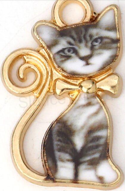 Pozlacený přívěsek kočička, kočka 14 x 21 mm (AA121)