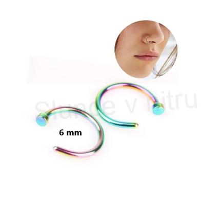 Piercing do nosu z chirurgické oceli 6 x 6 mm modrý (BB114)