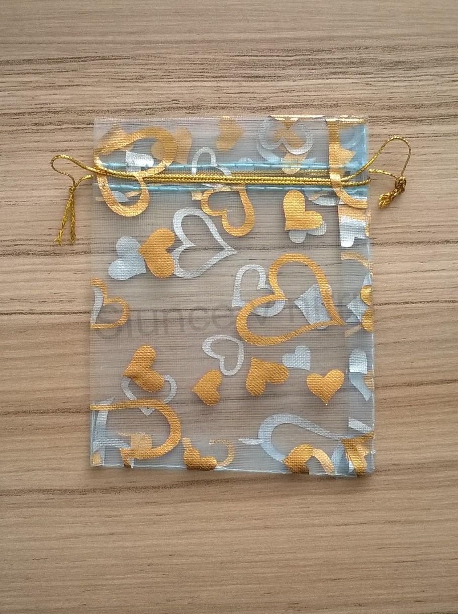 Dárkový sáček organza ze srdíčkami 10x12 cm (AE5)
