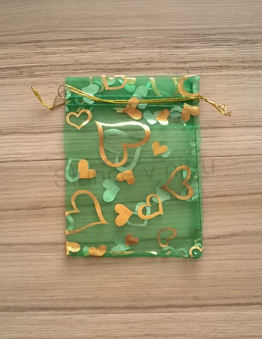 Dárkový sáček organza ze srdíčkami 10x12 cm (AE7)