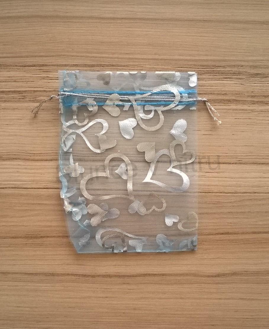 Dárkový sáček organza ze srdíčkami 10x12 cm (AE8)