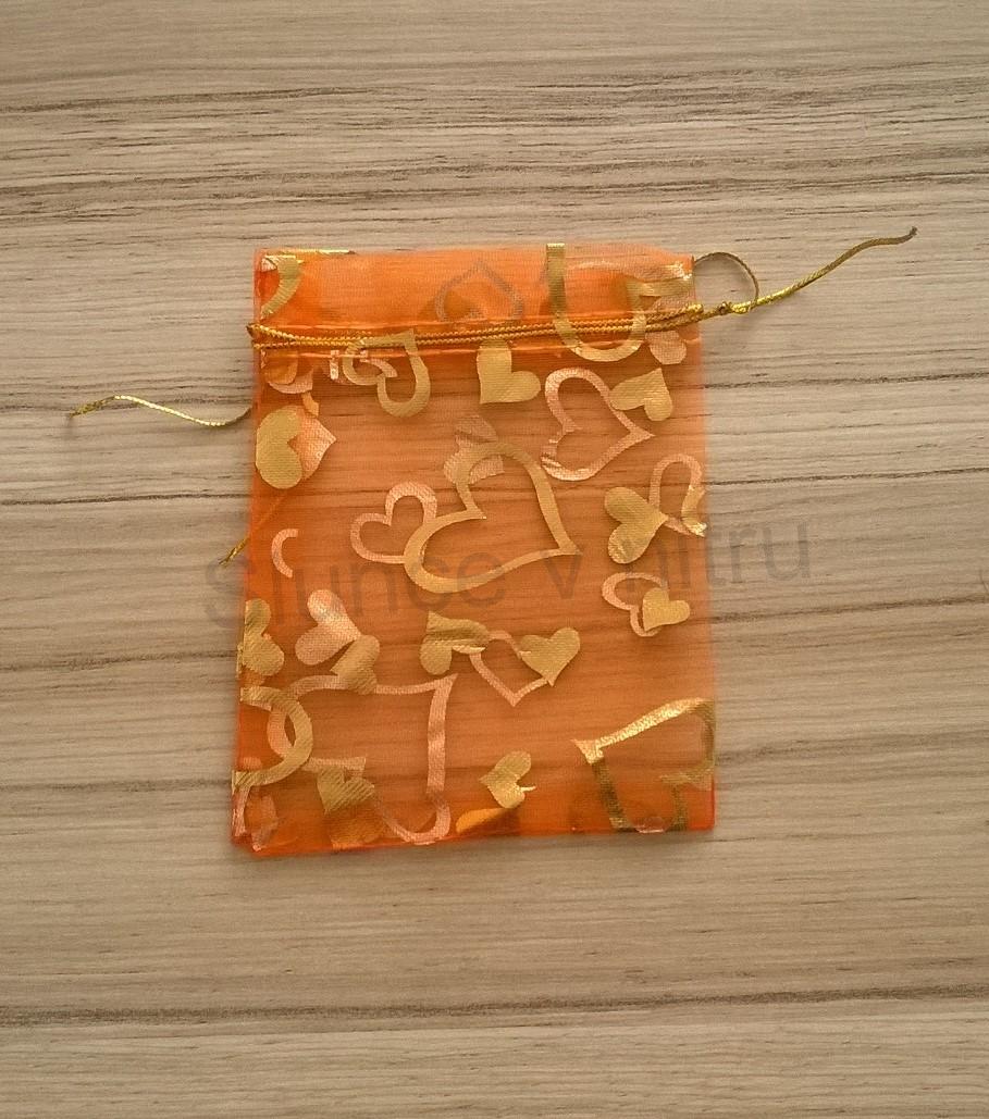 Dárkový sáček organza ze srdíčkami 10x12 cm (AE9)