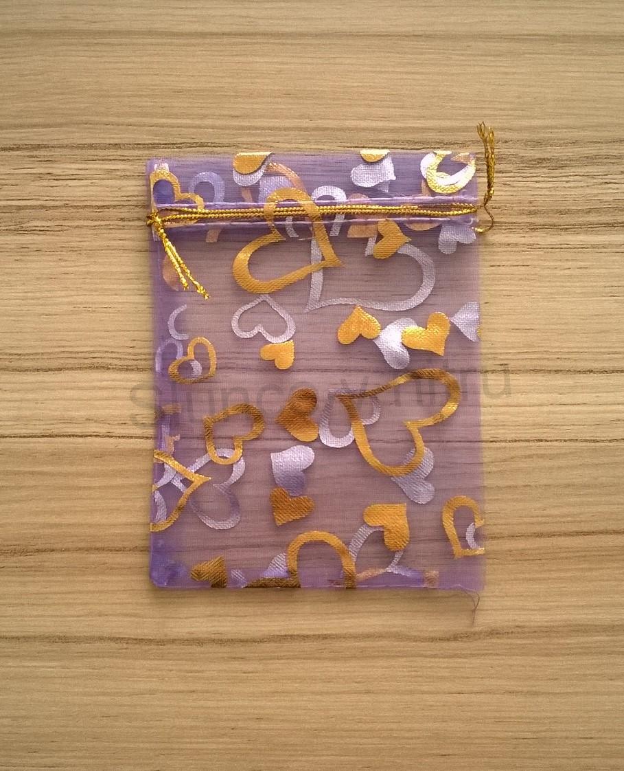 Dárkový sáček organza ze srdíčkami 10x12 cm (AE12)