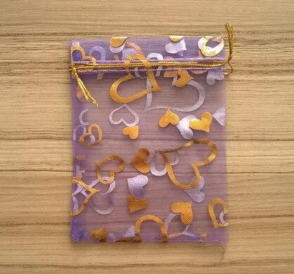 Dárkový sáček organza ze srdíčkami 10x12 cm (AE13)