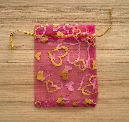 Dárkový sáček organza ze srdíčkami 10x12 cm (AE15)