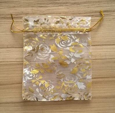 Dárkový sáček organza s růžemi 10x12 cm (AE17)