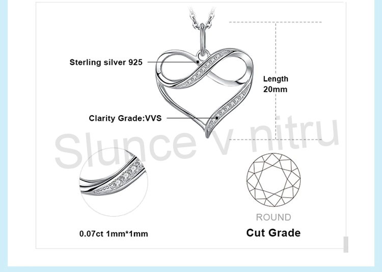 Postříbřený přívěsek Srdce a Nekonečno (BE28)
