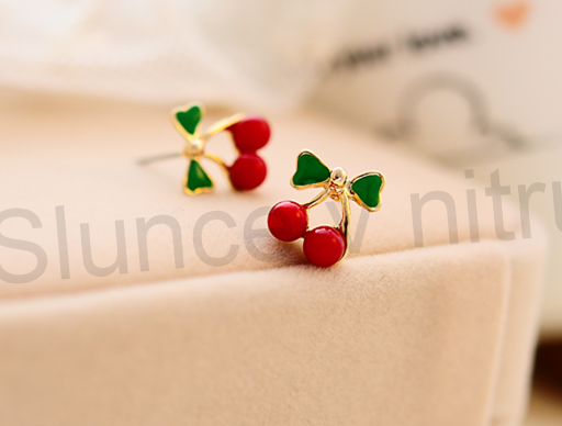 Puzetové náušnice Červené Třešně (BB130)