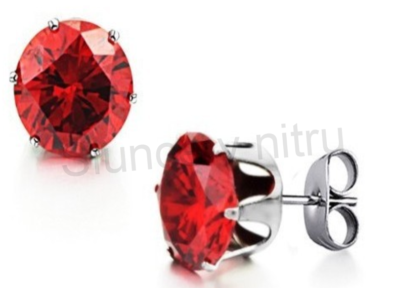 Puzetové naušnice s chirurgické oceli se zirkonem 5 mm červené (BB145)