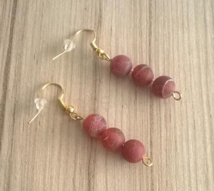 Achátové náušnice 8 x 8 mm (Dračí) (X37)