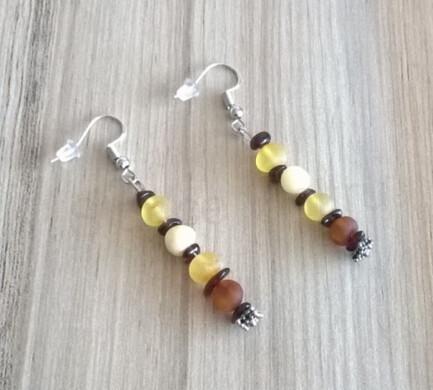 Jantarové náušnice s granátem (Baltský Jantar) (X43)