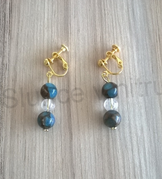 Minerální Safírovo křišťálové náušnice (X51)