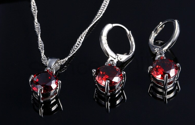 Postříbená souprava šperků kruh se zirkony (BE72)