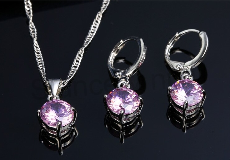  Postříbená souprava šperků kruh se zirkony (BE73)