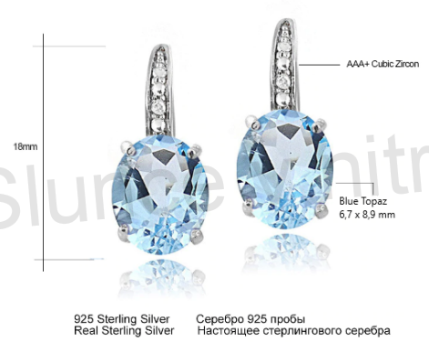 Postříbené náušnice s Topazem a zirkony (BE88)