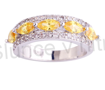 Postříbený prsten s Citrínem a topasy (BE90)