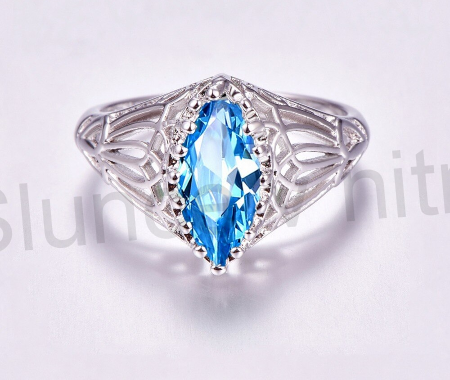 Postříbený prsten s Topazem (BE92)