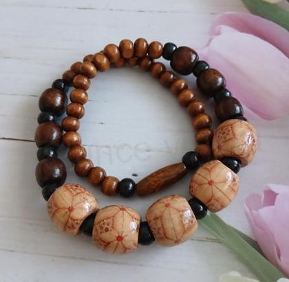 Dřevěný korálkový náhrdelník z přírodního dřeva (BD119)