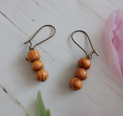 Dřevěné náušnice z chirurgické oceli (BB155)