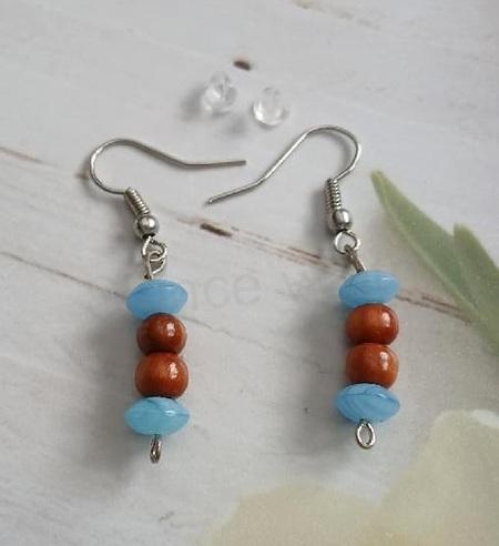 Dřevěné náušnice z chirurgické oceli (BB156)