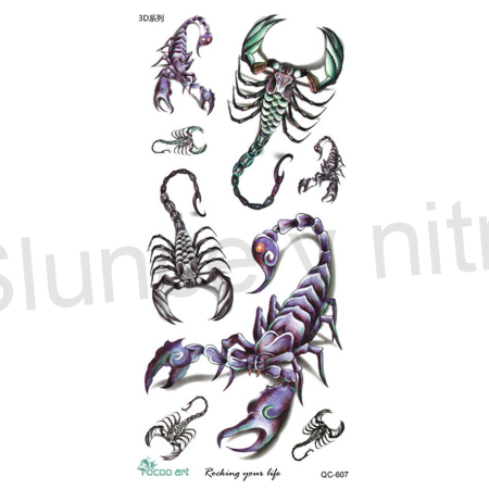 Voděodolné, dočasné tetovaní škorpion, štír (E132)