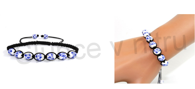 Krásný keramický náramek - ručně malované korálky (BC317)