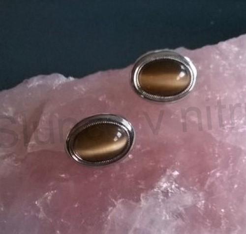 Náušnice klipsy s kočičím okem 15 x 19,2 mm (BB166)