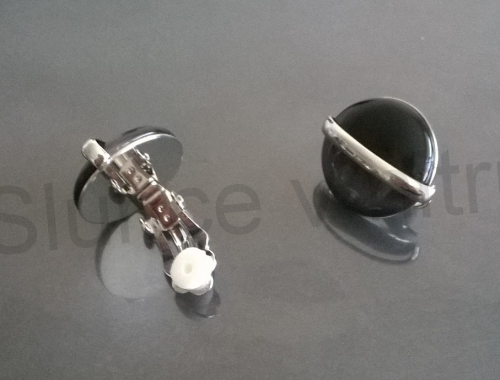 Náušnice klipsy s onyxem 20 x 22,3 mm (BB169)