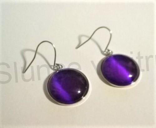 Náušnice z chirurgické oceli a polodrahokam kočičí oko  19,2 x 19,2 mm (BB171)