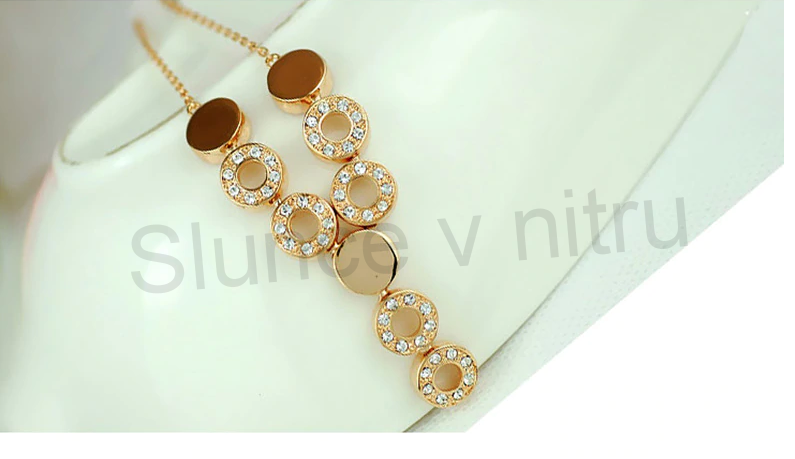 Pozlacená souprava šperků z chirurgické oceli a zirkony (BS24)