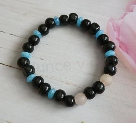 Minerální náramek Chalcedon, Růženín s ozdobami (BC374)