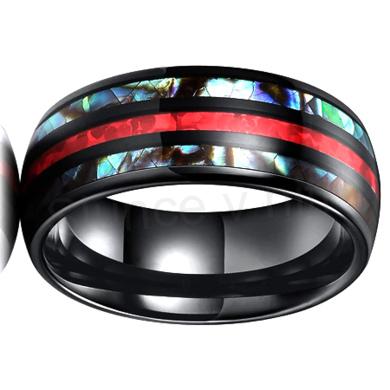 Pánský prsten z nerez oceli a mušle Abalone velikost 72 (BP234)