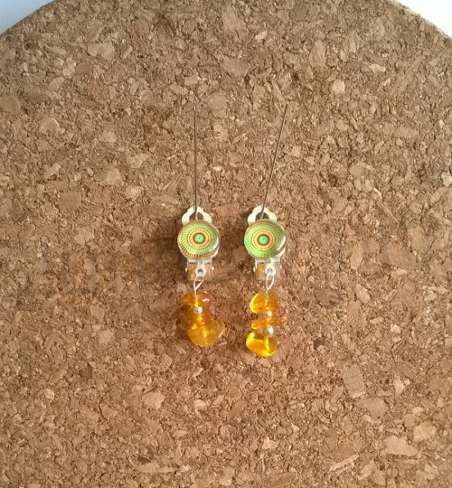 Náušnice klipsy s Jantarem 10 x 35 mm (BB179)