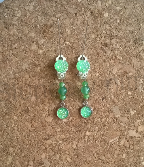 Náušnice klipsy s aventurínem 10 x 10 mm (BB184)