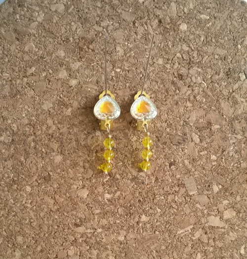 Náušnice klipsy s citrínem 13,2 x 35 mm (BB190)