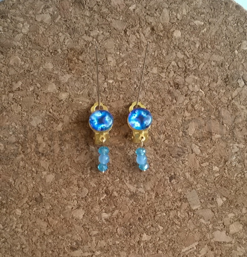 Náušnice klipsy s chalcedonem 10,7 x 27 mm  (BB195)