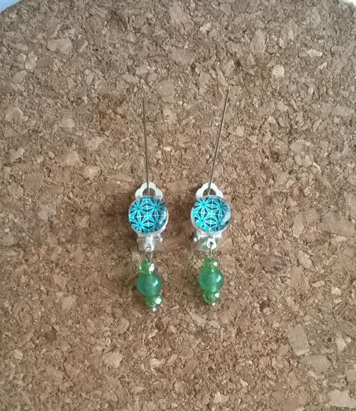 Náušnice klipsy s aventurínem 10,7 x 10,7 mm (BB196)