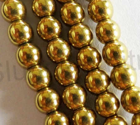 Hematit nemagnetický pokovený zlatý – korálek 10 mm (X156)